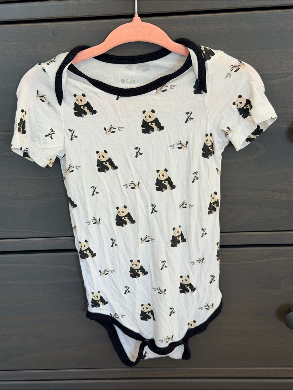 Kyte BABY White & Black Panda Short Sleeve Bodysuit